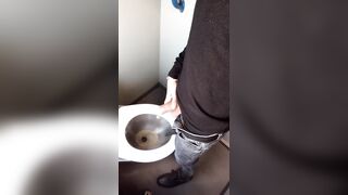 Piss with low hanging balls on the train toilet - 8 image