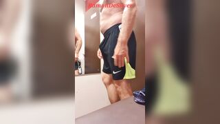 Master Ramon jerks off and spits all over the changing room and presents you with horny, sexy shorts that are delicious - 1 image