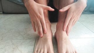 Hot guy massaging his feet. Foot fetish - 6 image