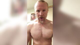 Muscular guy with big cock worships himself then shoots a massive load of cum over the mirror - 6 image