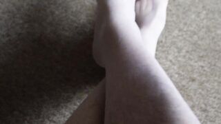 Crossdresser Zuzia showing her sexy feet and small hairy uncircumcised cock. - 9 image