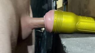Big cock bangs flashlight in garage - 10 image