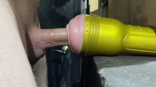 Big cock bangs flashlight in garage - 2 image