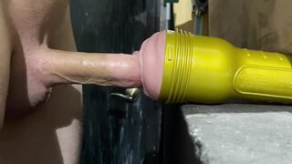 Big cock bangs flashlight in garage - 6 image