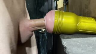 Big cock bangs flashlight in garage - 8 image