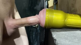 Big cock bangs flashlight in garage - 9 image