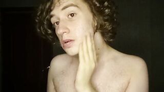 ASMR curly gay lover smears cream on his face, jerks his hairy cock and spreads his ass Galina Stop - 3 image