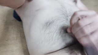 cum on an old man's hairy chest - 5 image