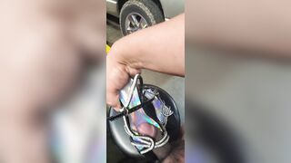 found shiny heels in rear floorboard