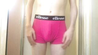 Young Twink Pissing in His Tight Pink Boxer Briefs - 6 image