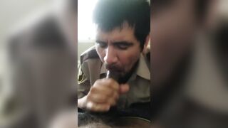 Security gaurd blowjob with cum in mouth - 8 image