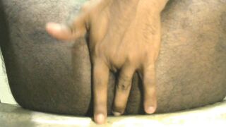 asian gay bottom inserting 1 finger in hairy ass hole deeply and making it wet - 8 image