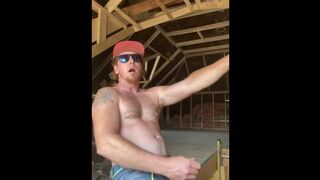 Hot ginger construction worker get off while you watch him work his woood - 1 image