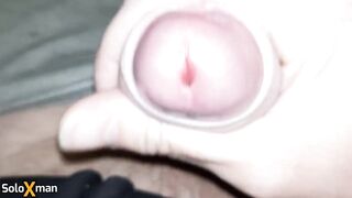 Close-Up Of Big Glans And Foreskin Play Finished With Flowing Sperm Hands Free - SoloXman - 8 image