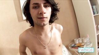 Oiled Up And Ready To Cum! Skinny Twink Cedric Masturbating! - 4 image