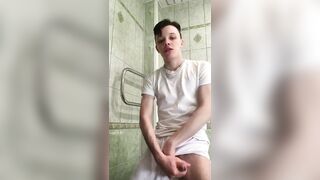 hot twink jerking and cumming in bathroom - 3 image