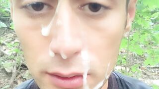 After grindr date I ended like whore outdoor - with cum on face - 2 image