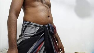 Indian uncle underwear and sarong black cock - 1 image