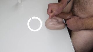 Big cumshot after fucking a sex toy
