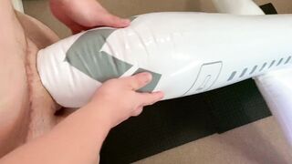 Small Penis Rubbing And Cumming On An Inflatable Airplane - 2 image