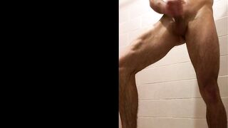 Secretly filming on camera what the stepbrother does in the shower. You won't believe it!!! He jerks off in the shower. - 6 image