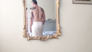 STRAIGHT GUY WITH TATTOOS MASTURBATES IN THE MIRROR - 5 image