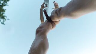 Shower outside/outdoor with boner and slowmotion - 4 image