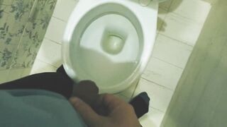 Teen boy pissing in toilet at home / Andris - 3 image