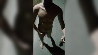 Totally naked night road wanking and cumming - 6 image