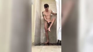 Chastity Boy Shaves Legs - 1 image