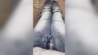 Trying to make it to the toilet before losing control and soaking my favorite skinny jeans POV - 2 image