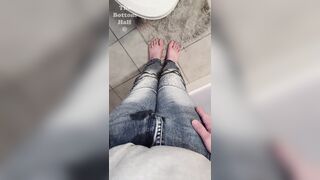 Trying to make it to the toilet before losing control and soaking my favorite skinny jeans POV - 4 image