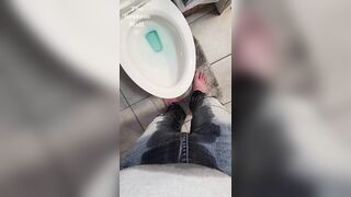 Trying to make it to the toilet before losing control and soaking my favorite skinny jeans POV - 7 image