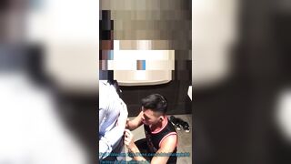 Asian Chinese Hunk Sucking Executive Guy in Public Toilet - 3 image