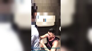 Asian Chinese Hunk Sucking Executive Guy in Public Toilet - 4 image