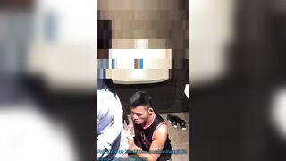 Asian Chinese Hunk Sucking Executive Guy in Public Toilet - 7 image