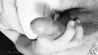 76CurvyNThick - Close Up POV of Sexy Chubby Bisexual Daddy Bear Jerking Off in Black and White - 4 image