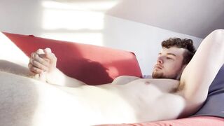 Solo male jerking his big cock on the couch - 5 image