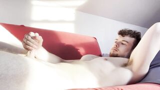 Solo male jerking his big cock on the couch - 6 image