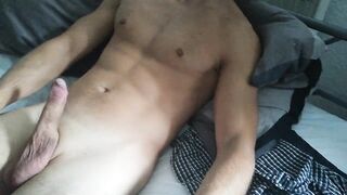 Edging my beautiful cock in Bed - 4 image