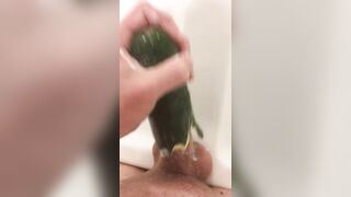 Fucking a pussy farting Zucchini and cumming inside - 10 image