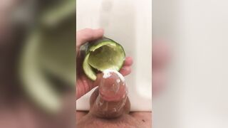 Fucking a pussy farting Zucchini and cumming inside - 3 image