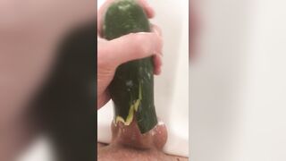 Fucking a pussy farting Zucchini and cumming inside - 5 image