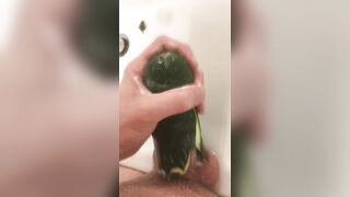 Fucking a pussy farting Zucchini and cumming inside - 9 image