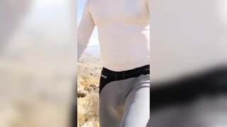 Freeballing hike in the desert. Bulging in my running pants. - 8 image