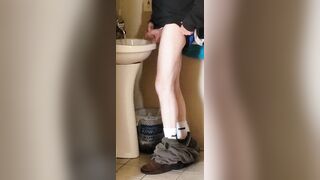Sissy pissing in the sink. Panty boy! - 8 image