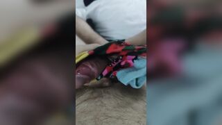 Having fun with wifes socks with cumshot - 2 image