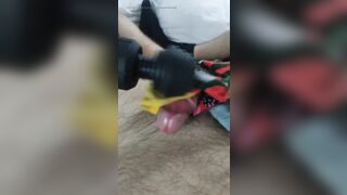 Having fun with wifes socks with cumshot - 8 image
