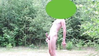 Hard dick walking in public forest - 7 image