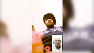 Old man and young boy having a video call fun - 4 image